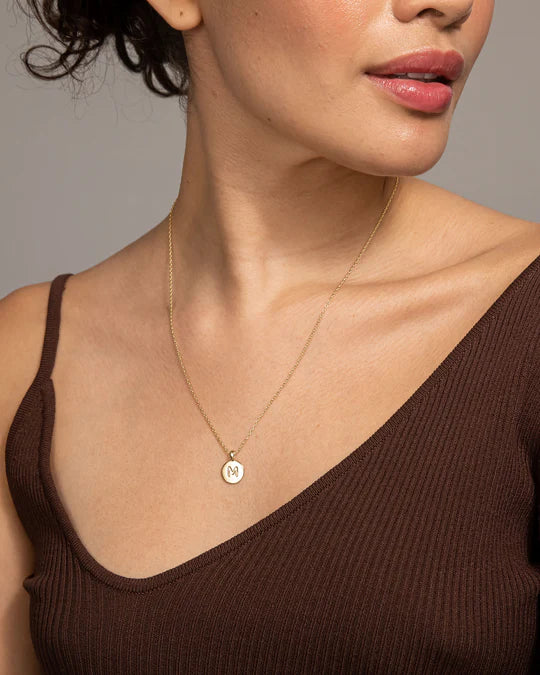 Personalized Initial Disc Pendant Necklace