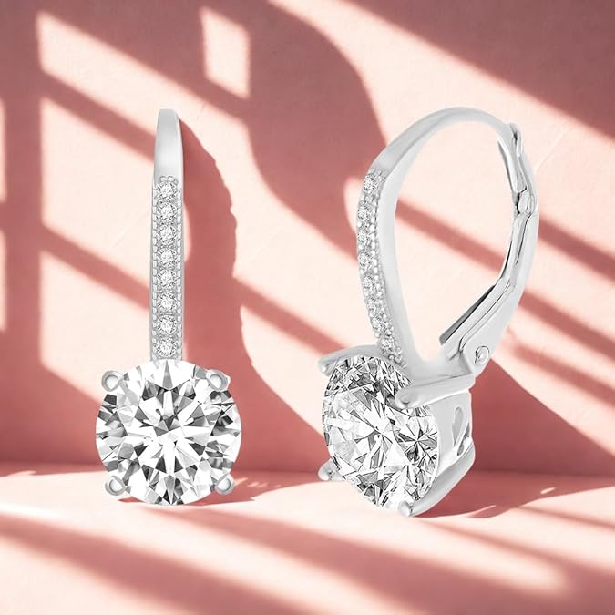 Rhodium Plated  Sterling Silver Cubic Zirconia