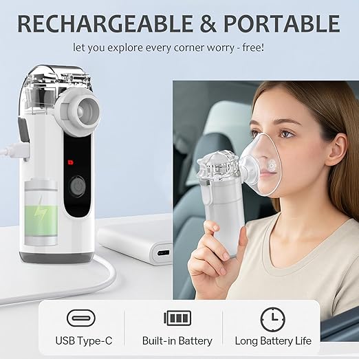 Portable Hand-Held Nebulizer – Rechargeable with Self-Clean Mode for Easy Breathing