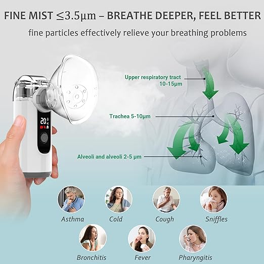 Portable Hand-Held Nebulizer – Rechargeable with Self-Clean Mode for Easy Breathing
