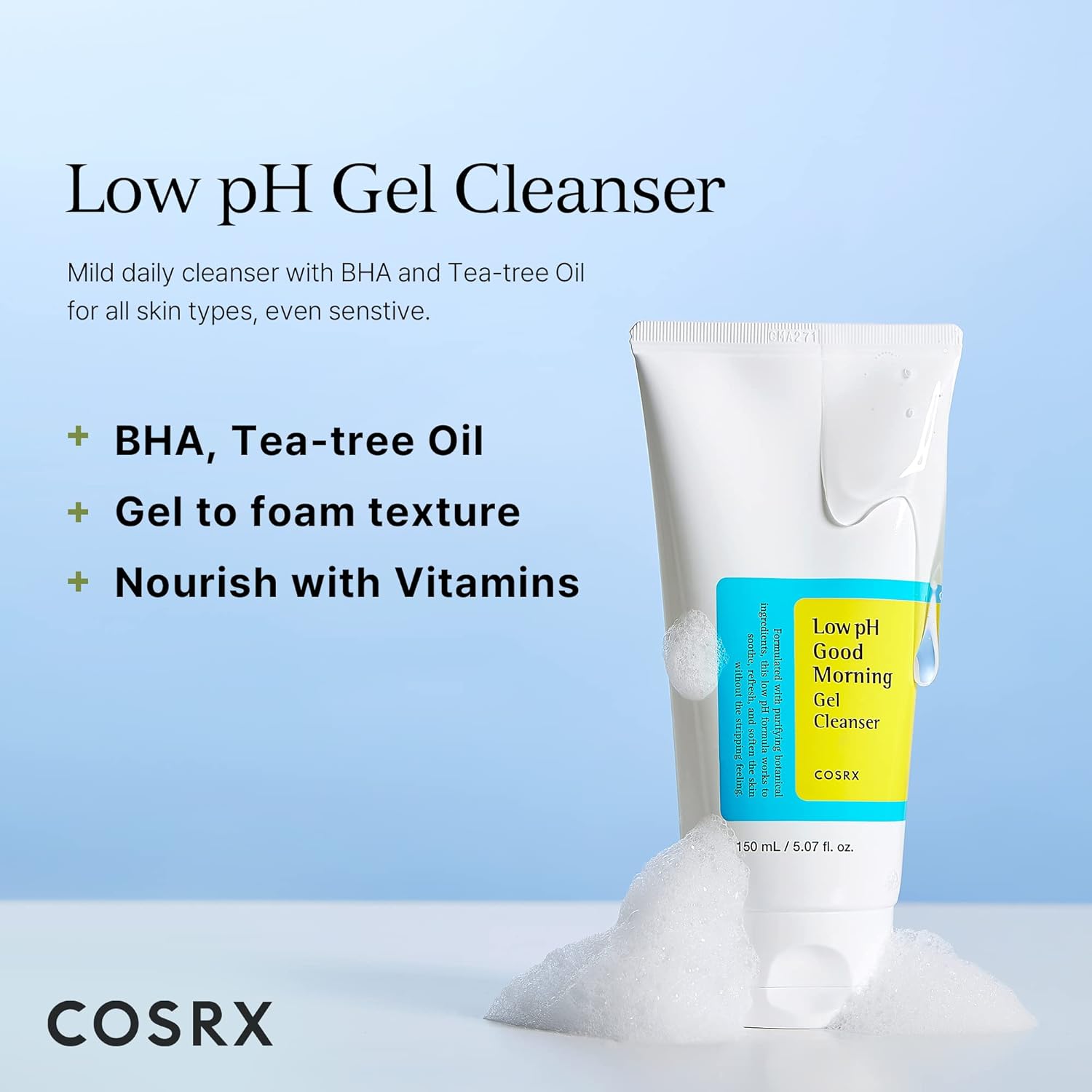 Ezee Nature Bliss COSRX Low pH Cleanser – Mild Gel Face Wash for Sensitive Skin