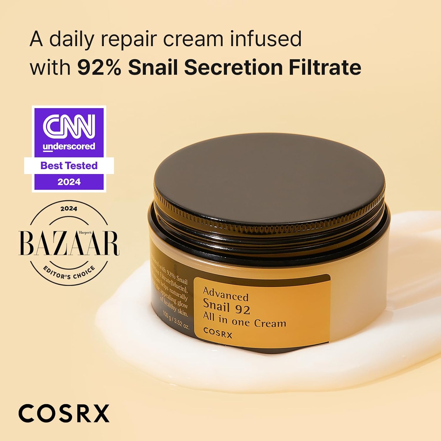 Ezee Nature Bliss COSRX 92% Snail Cream – Soothing & Repairing Face Moisturizer
