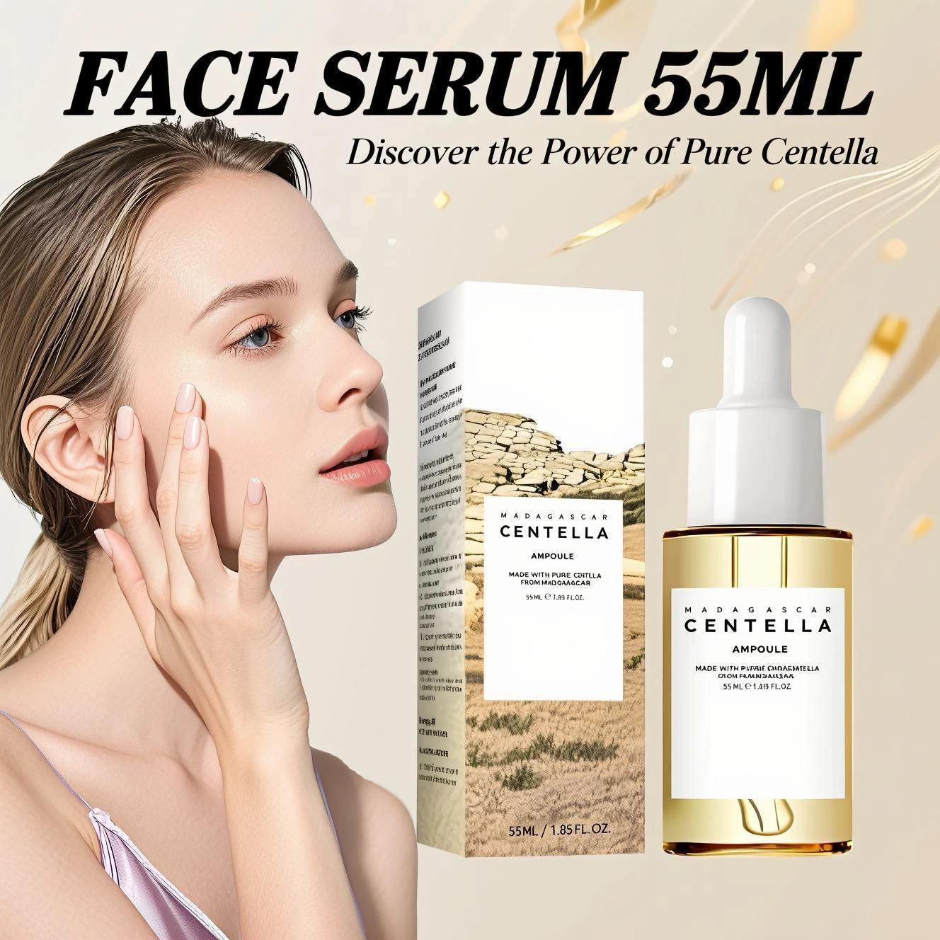 Madagascar Centella Asiatica Serum 55ml - Sensitive skin soothing formula with acne fighting，deep moisturizing benefits for face