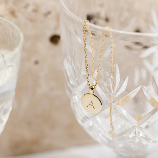 Personalized Initial Disc Pendant Necklace