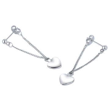 Heart Drop Sterling Silver Stud Earrings