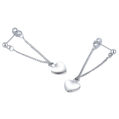 Heart Drop Sterling Silver Stud Earrings