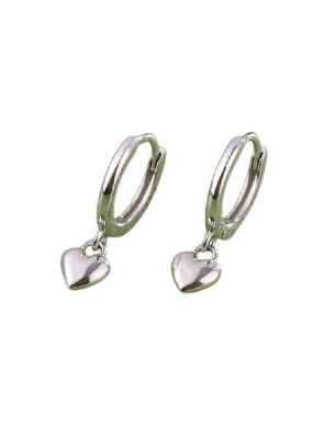 Sterling Silver Heart Hoop Earrings