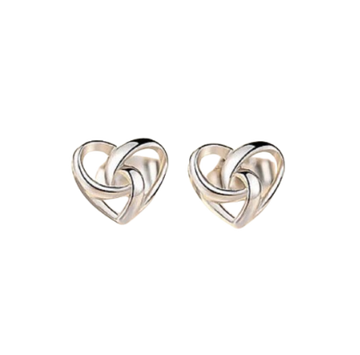Stunning Swirl Heart Sterling Silver Stud Earrings
