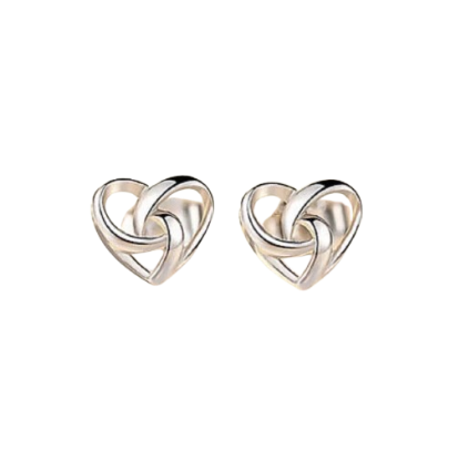 Stunning Swirl Heart Sterling Silver Stud Earrings