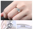 Women Girls Crystal Stone Adjustable Ring 925 Sterling Silver Jewellery Gift