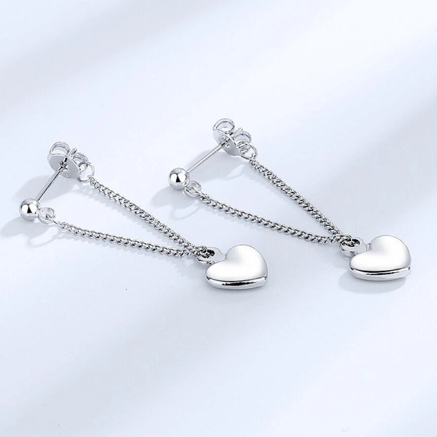 Heart Drop Sterling Silver Stud Earrings