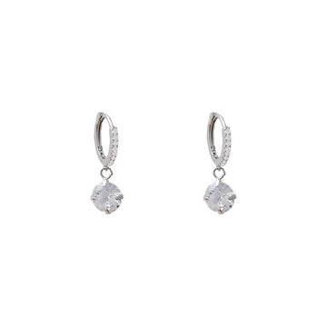 Round Cubic Zirconia Dangle Hoop Earrings