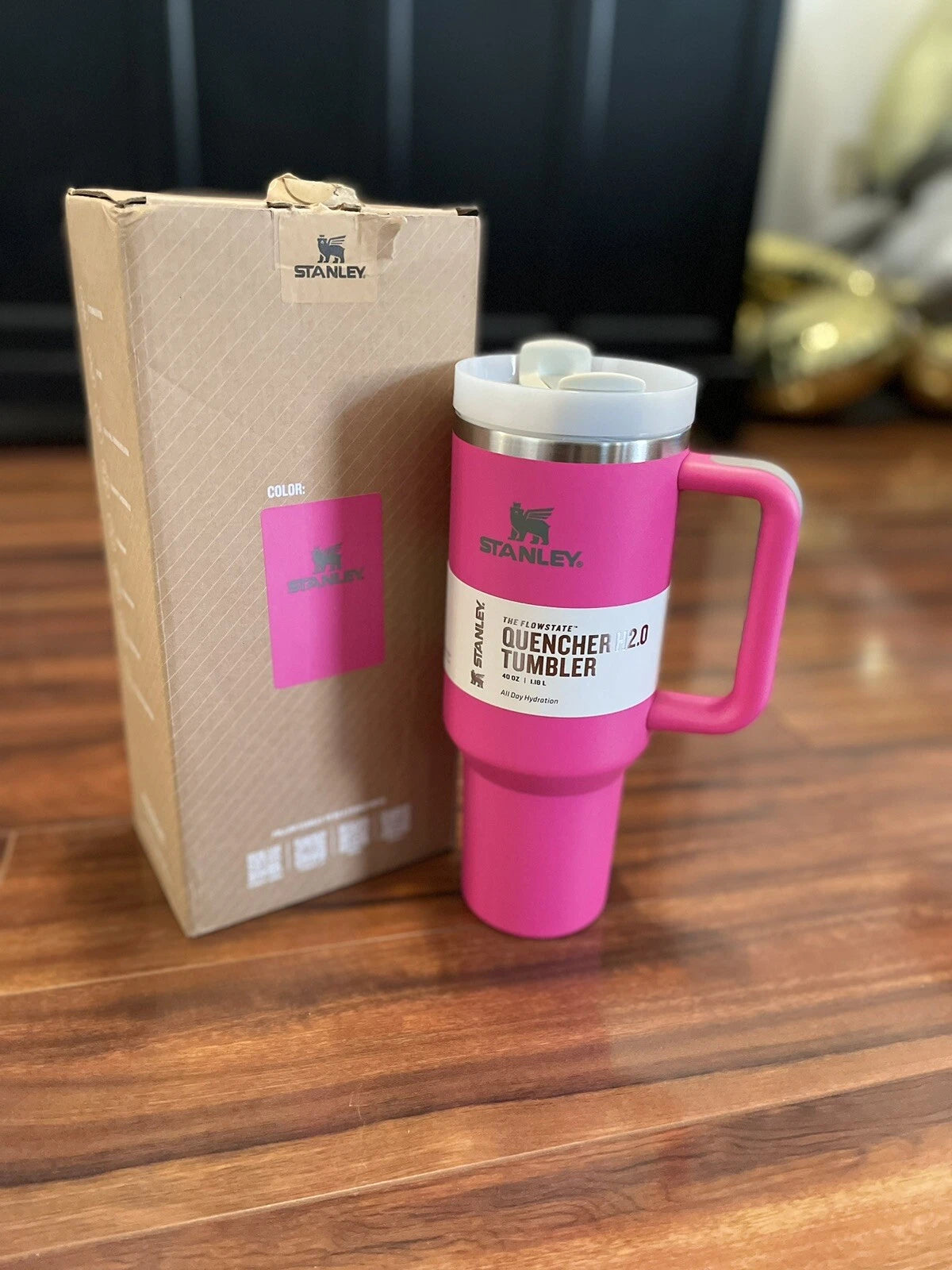 Stanley Bright Pink Travel Mug with Handle and Lid