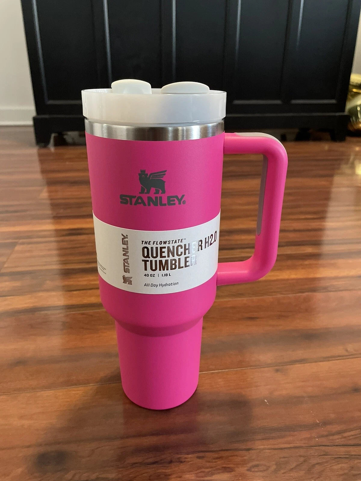 Stanley Bright Pink Travel Mug with Handle and Lid