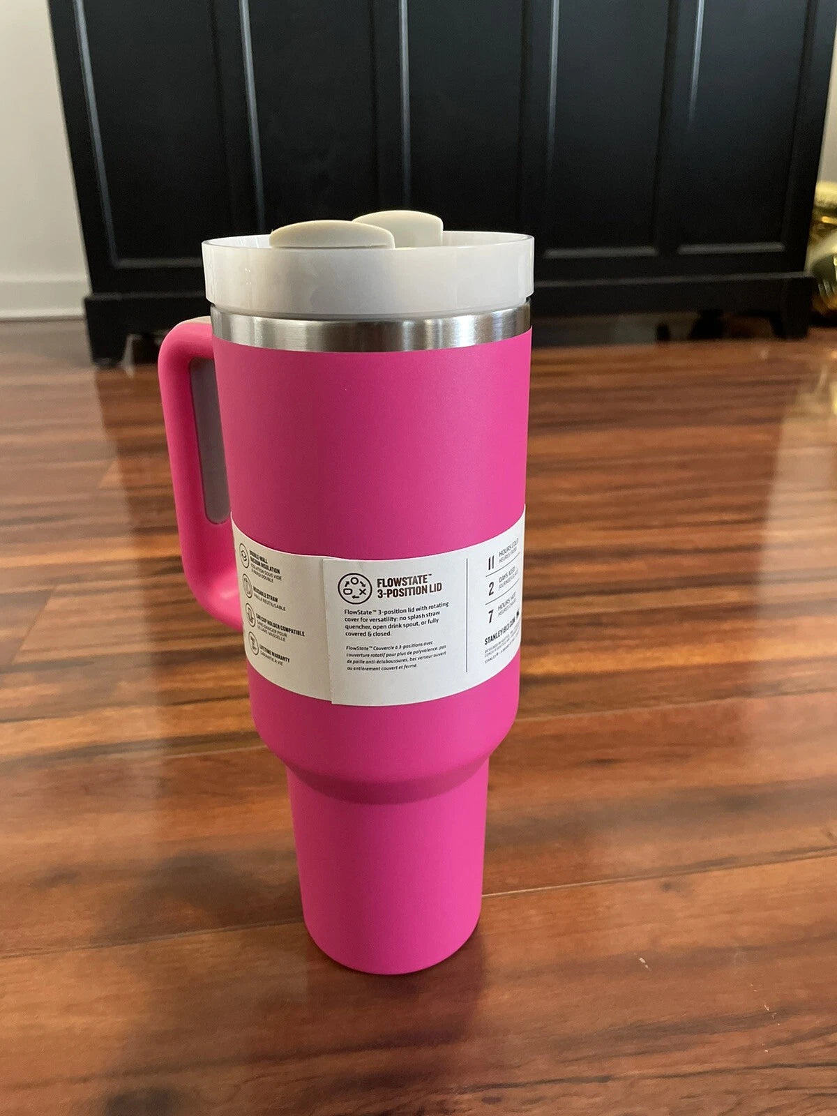 Stanley Bright Pink Travel Mug with Handle and Lid