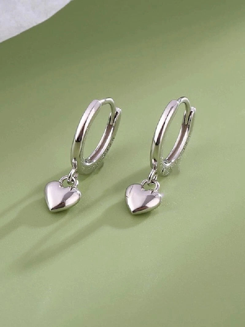 925 Sterling Silver Heart Hoop Earrings