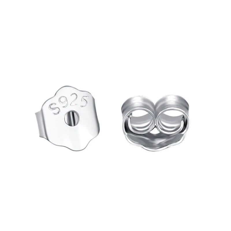 Silver Crystal Heart Stud Earrings for Women