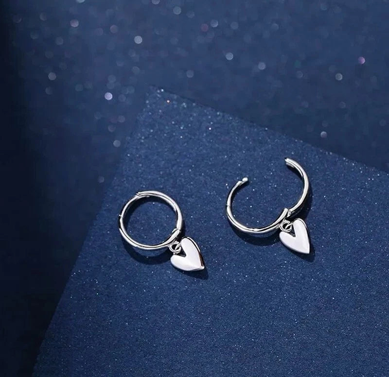 Sterling Silver Heart Hoop Earrings